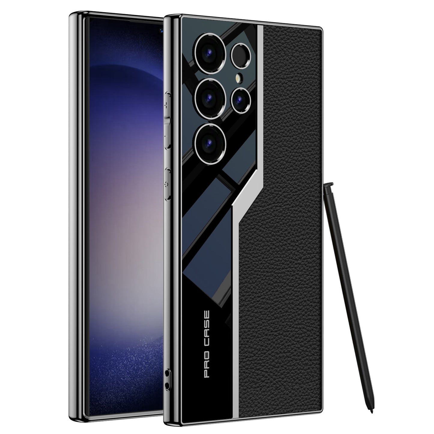 Galwanizowane skórzane etui chroniące przed upadkiem dla Galaxy S24 S23 Ultra