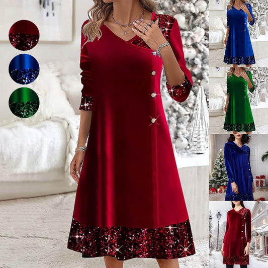 💖 Złote aksamitne sukienki damskie na jesień/zimę