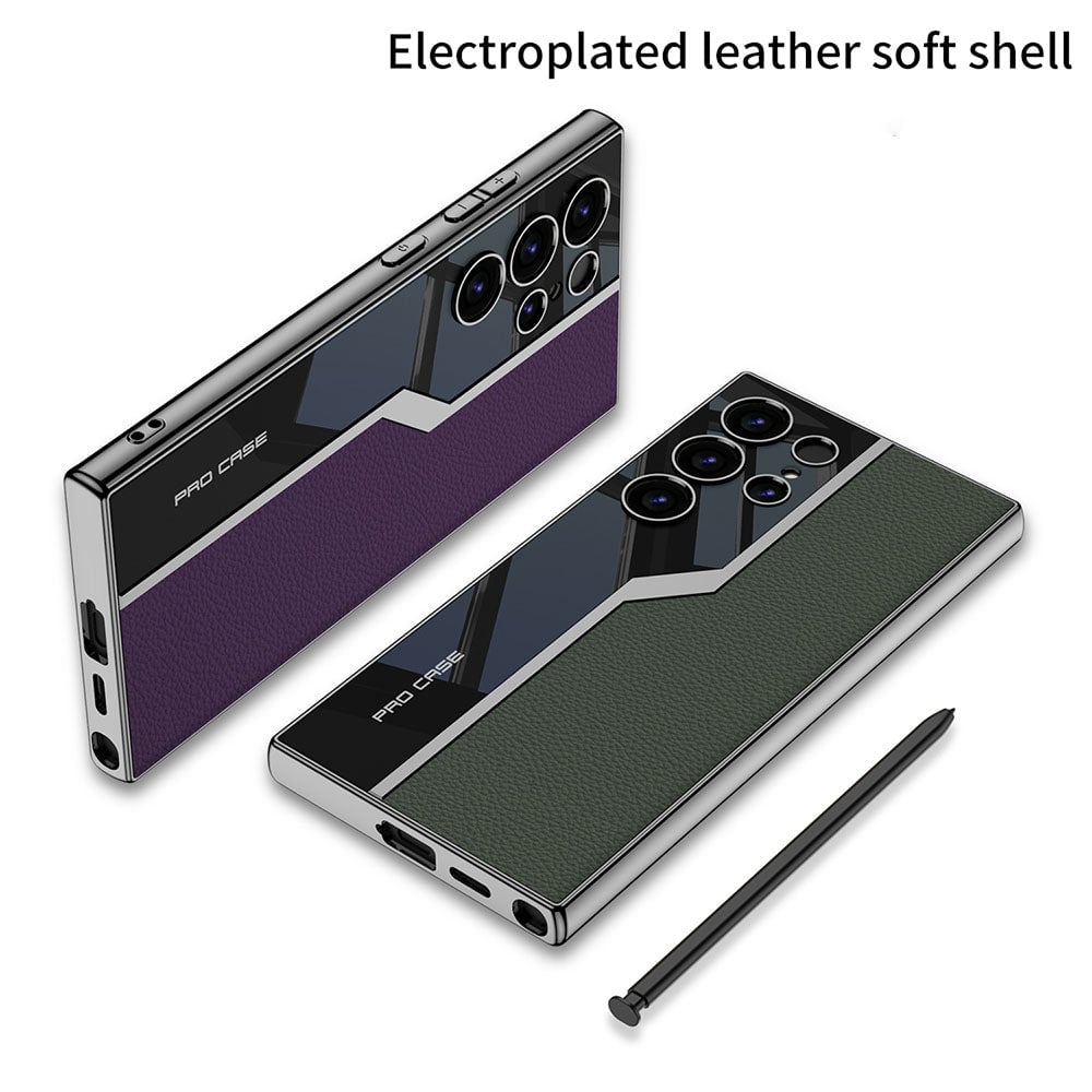 Galwanizowane skórzane etui chroniące przed upadkiem dla Galaxy S24 S23 Ultra