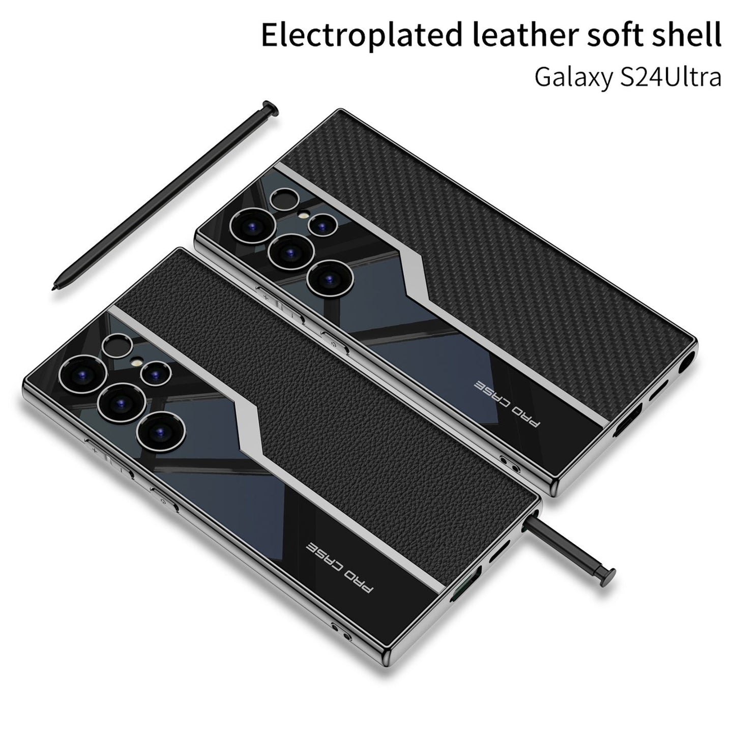 Galwanizowane skórzane etui chroniące przed upadkiem dla Galaxy S24 S23 Ultra