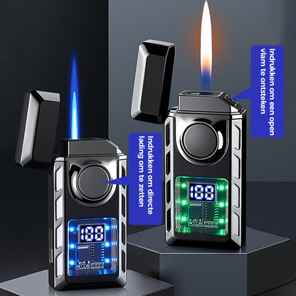 Lista nowych produktów 🔥2024 - Wielofunkcyjna zapalniczka dwupłomieniowa z kolorowymi światłami