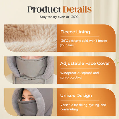 Czapka termiczna unisex z grubszym materiałem, polarową podszewką i dołączoną osłoną na twarz❄️