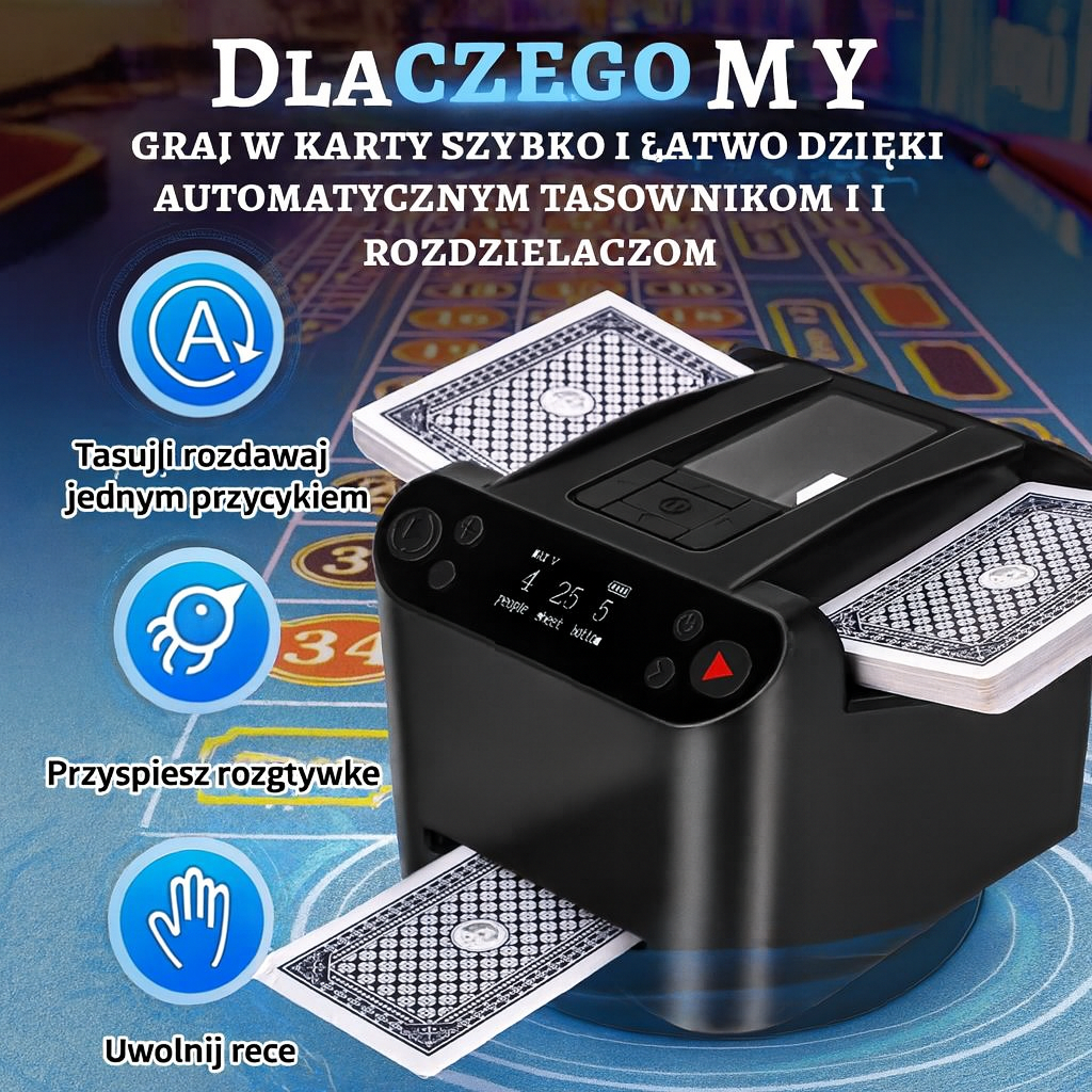 Automatyczna tasowarka kart i rozdający 2 w 1 z 4 pilotami do losowania kart