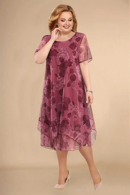 Duża letnia sukienka z szyfonu w kwiaty