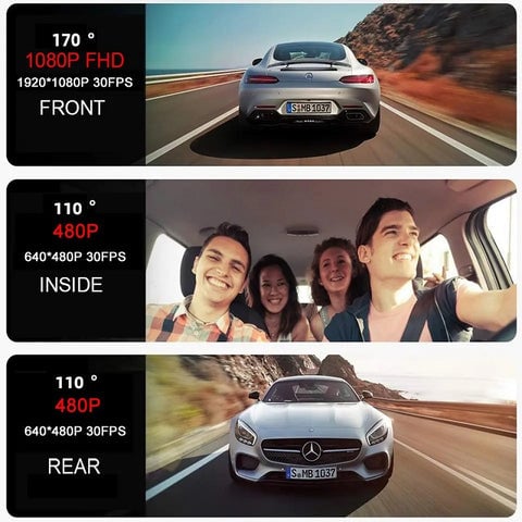 2-calowy ekran Wifi Link 1080P HD Dashcam z noktowizorem 2/3 obiektywy