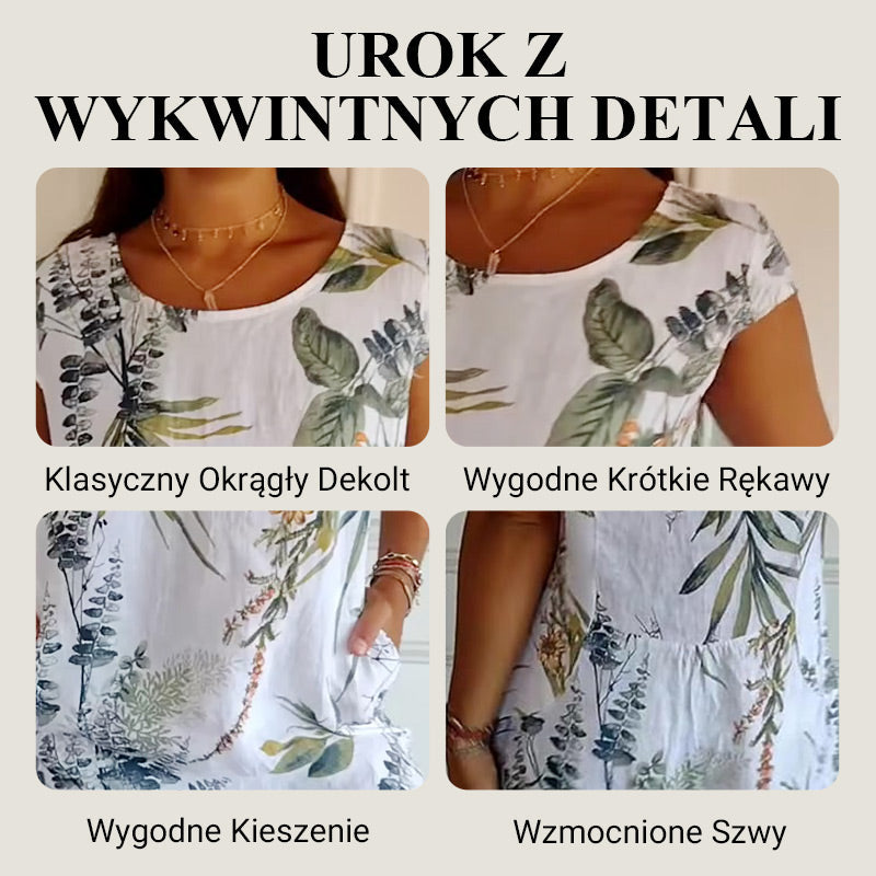 💃Gorąca wyprzedaż 🍀🌷Damska luźna sukienka z nadrukiem z bawełny i lnu
