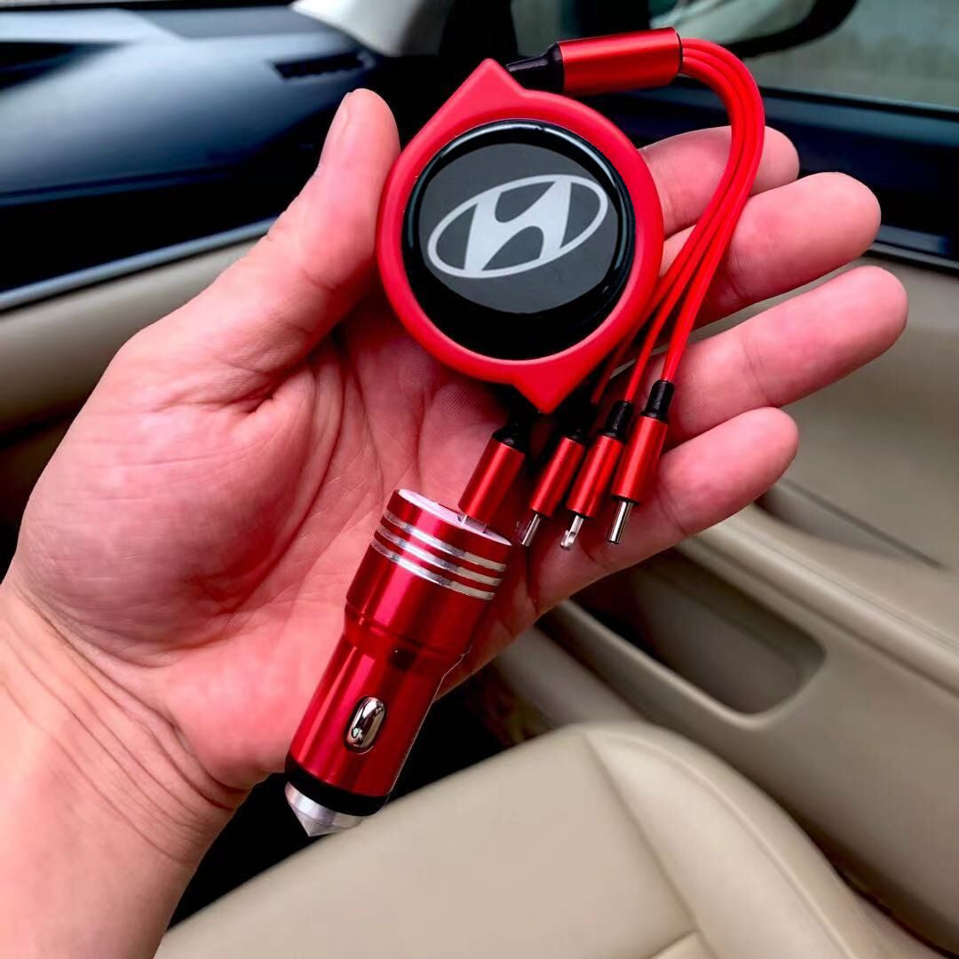 3 w 1 zwijany kabel do transmisji danych w samochodzie + bezpłatna ładowarka samochodowa