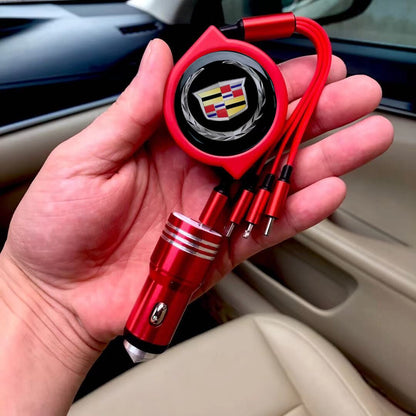 3 w 1 zwijany kabel do transmisji danych w samochodzie + bezpłatna ładowarka samochodowa