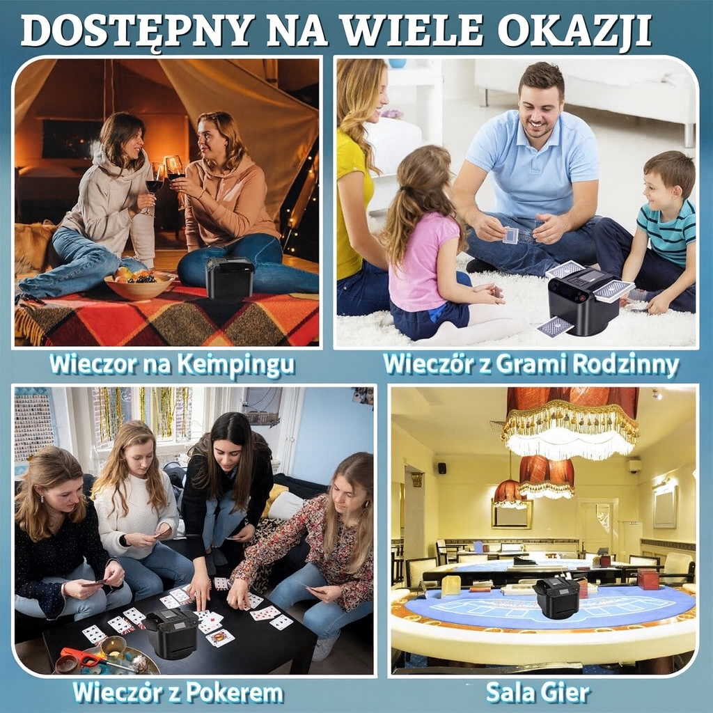 Automatyczna tasowarka kart i rozdający 2 w 1 z 4 pilotami do losowania kart