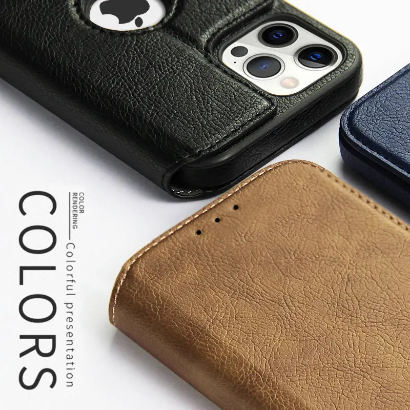Magnetyczne skórzane etui z klapką na telefon IPhone