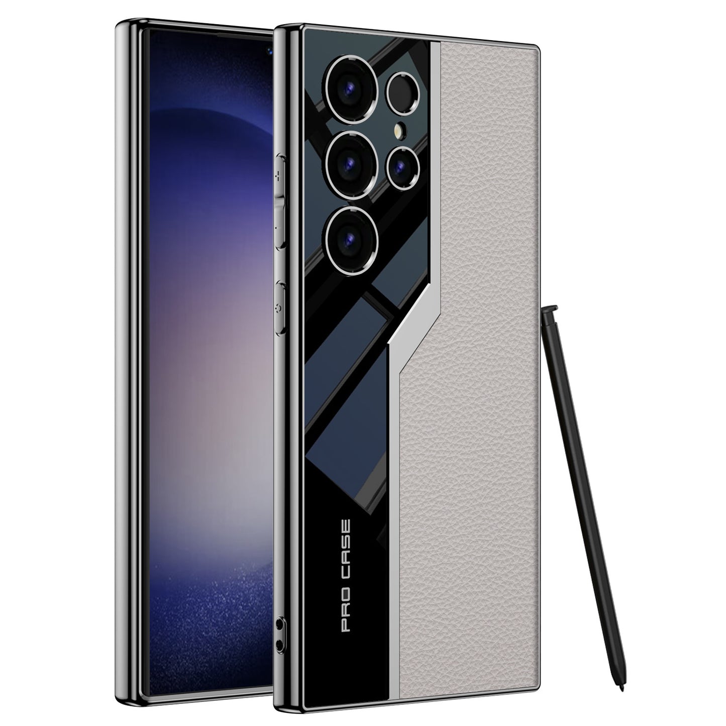 Galwanizowane skórzane etui chroniące przed upadkiem dla Galaxy S24 S23 Ultra