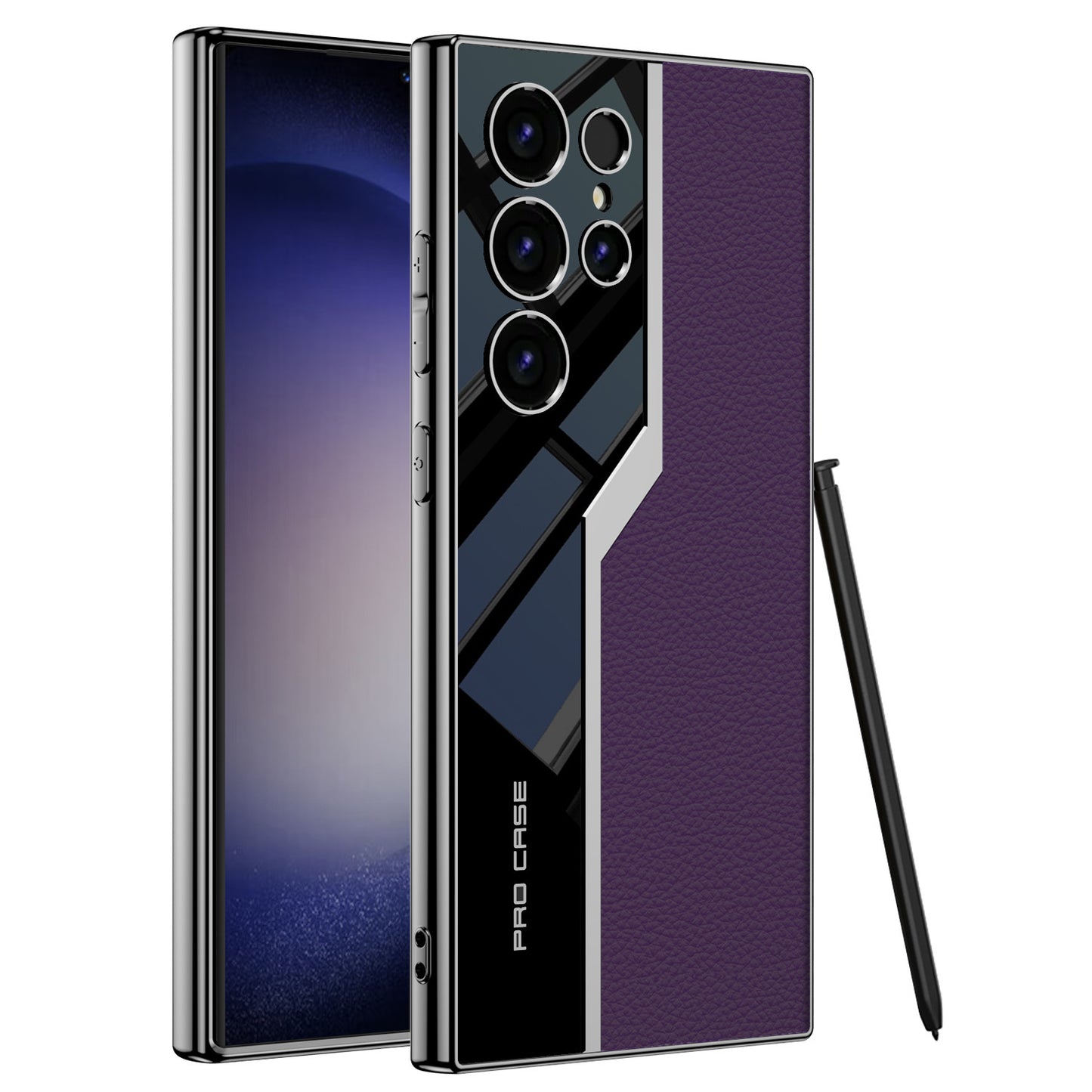 Galwanizowane skórzane etui chroniące przed upadkiem dla Galaxy S24 S23 Ultra