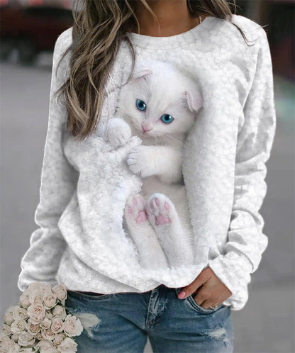 2024 Nowy luźny okrągły dekolt z długim rękawem jesienno-zimowy sweter 3D