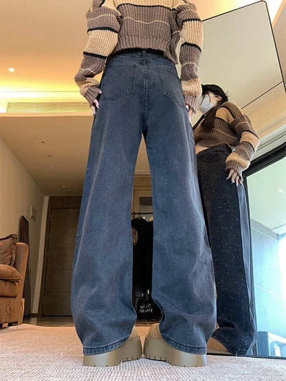 Jeansy z wysokim stanem damskie codzienne klasyczne popularne w stylu ulicznym proste