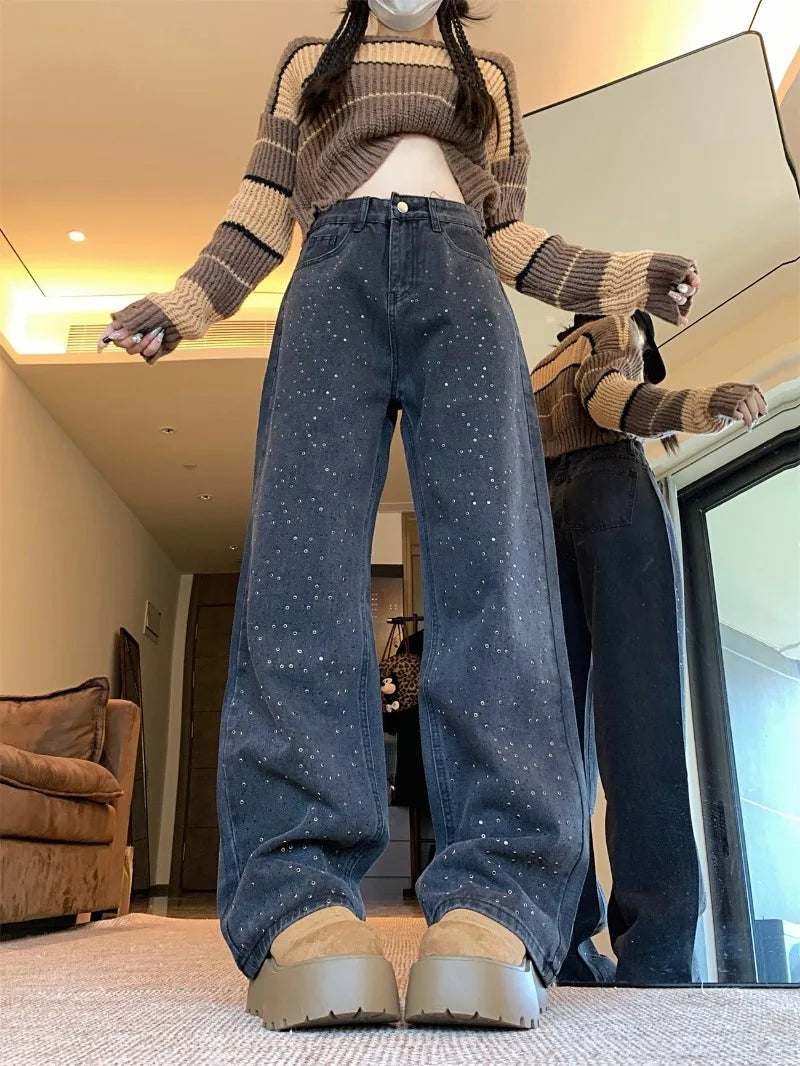 Jeansy z wysokim stanem damskie codzienne klasyczne popularne w stylu ulicznym proste