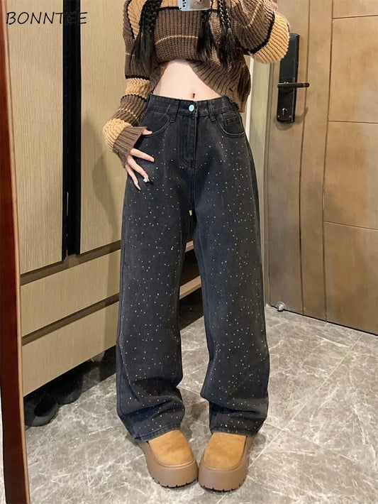 Jeansy z wysokim stanem damskie codzienne klasyczne popularne w stylu ulicznym proste