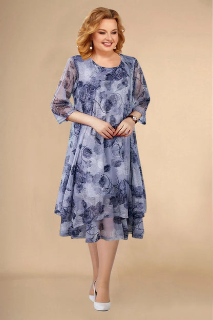 Duża letnia sukienka z szyfonu w kwiaty