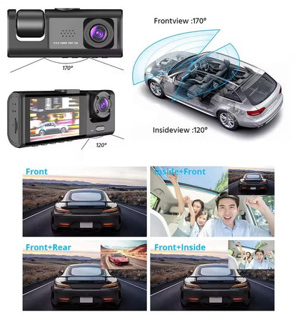 2-calowy ekran Wifi Link 1080P HD Dashcam z noktowizorem 2/3 obiektywy