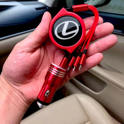 3 w 1 zwijany kabel do transmisji danych w samochodzie + bezpłatna ładowarka samochodowa