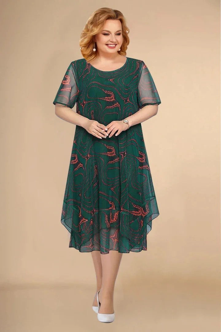 Duża letnia sukienka z szyfonu w kwiaty