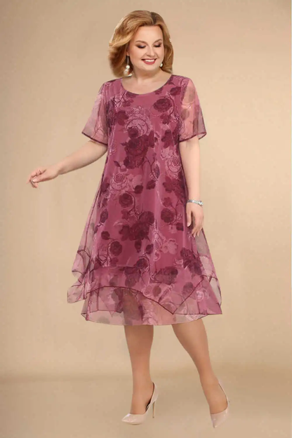 Duża letnia sukienka z szyfonu w kwiaty