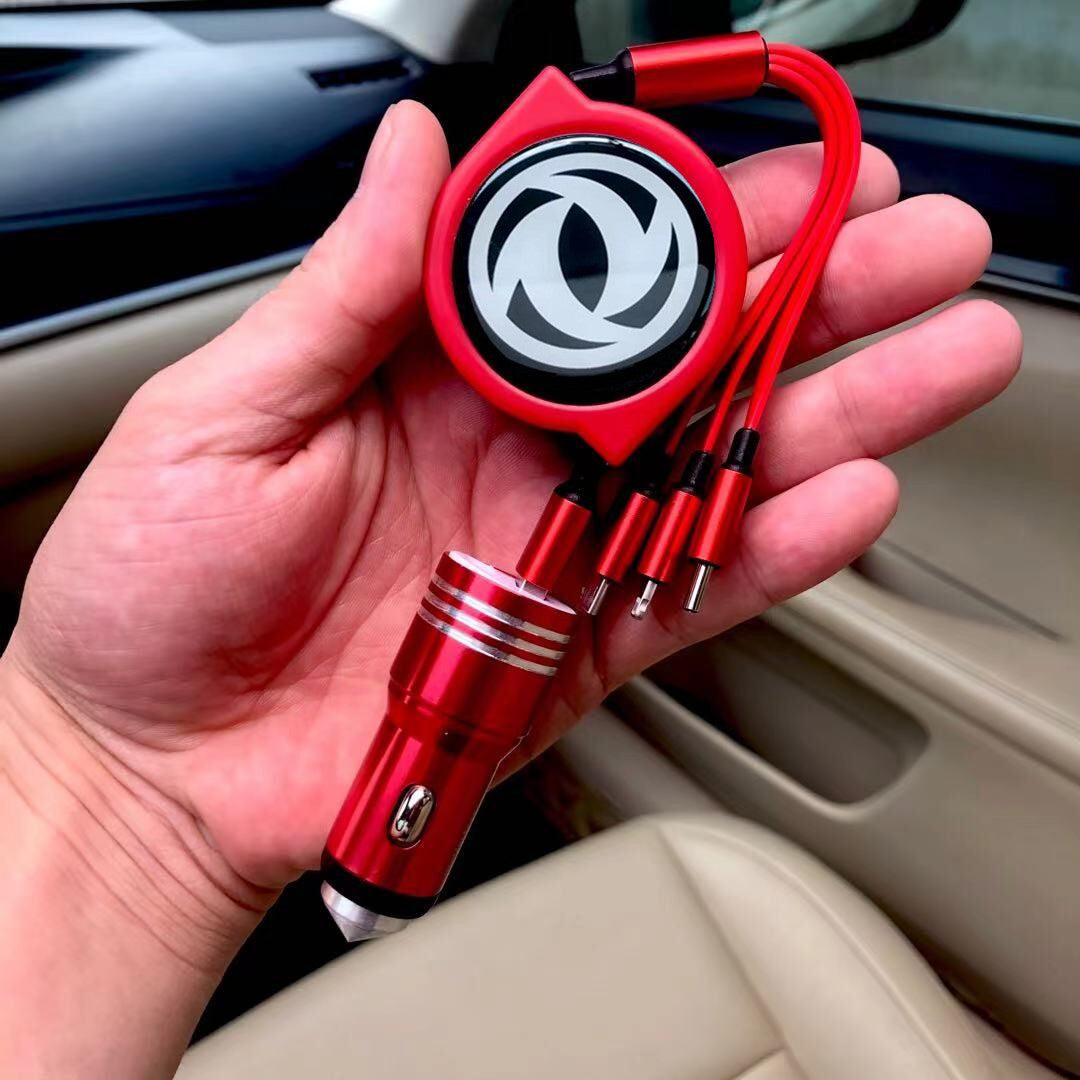 3 w 1 zwijany kabel do transmisji danych w samochodzie + bezpłatna ładowarka samochodowa