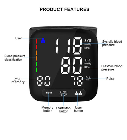 Automatyczny ciśnieniomierz tensjometr elektryczny cyfrowy ciśnieniomierz nadgarstkowy cyfrowy ciśnieniomierz nadgarstkowy