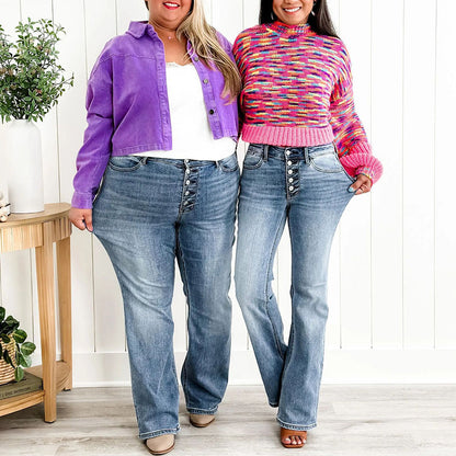 Damskie dżinsy Bootcut zapinane na guziki