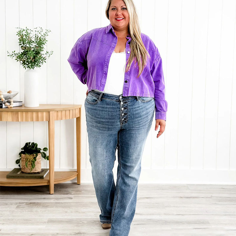 Damskie dżinsy Bootcut zapinane na guziki