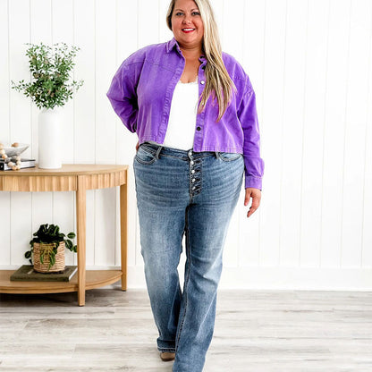 Damskie dżinsy Bootcut zapinane na guziki