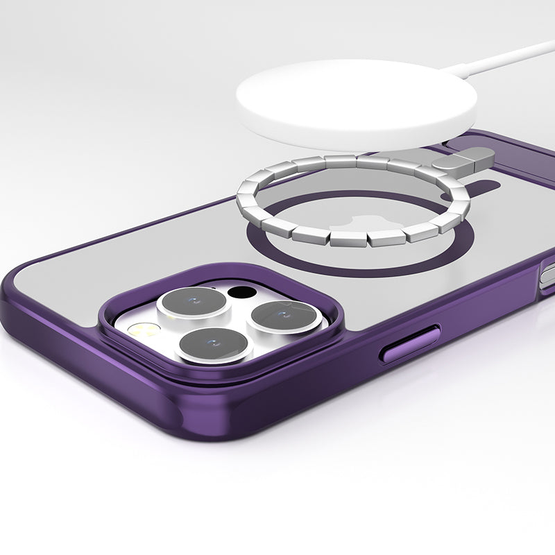 Magnetyczne etui na telefon z niewidoczną podpórką w metalowym wykończeniu dla iPhone'a serii 16-13