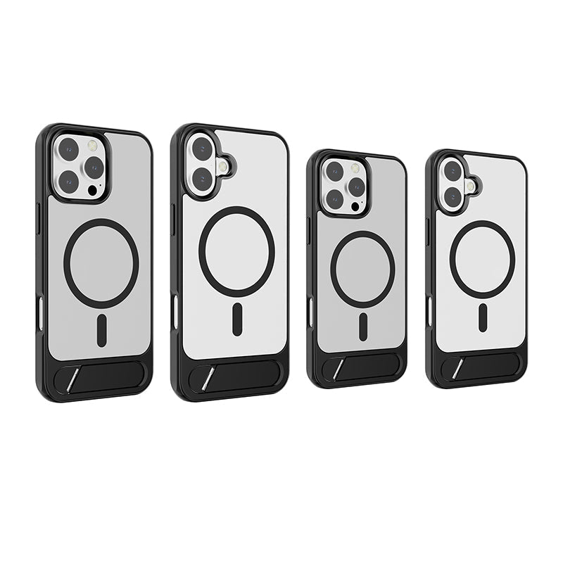 Magnetyczne etui na telefon z niewidoczną podpórką w metalowym wykończeniu dla iPhone'a serii 16-13