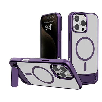 Magnetyczne etui na telefon z niewidoczną podpórką w metalowym wykończeniu dla iPhone'a serii 16-13