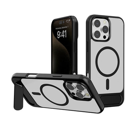 Magnetyczne etui na telefon z niewidoczną podpórką w metalowym wykończeniu dla iPhone'a serii 16-13