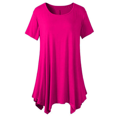 Damska luźna koszulka z krótkim rękawem o średniej długości