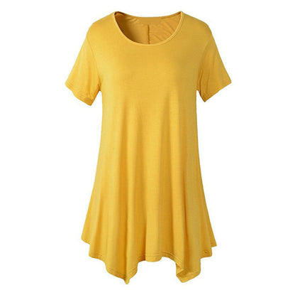 Damska luźna koszulka z krótkim rękawem o średniej długości