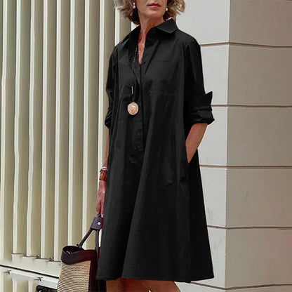 Damska Casual Sukienka z Kieszeniami