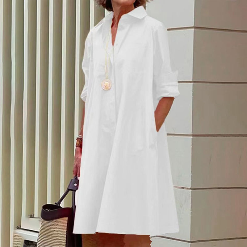 Damska Casual Sukienka z Kieszeniami