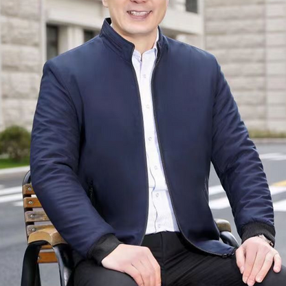 Męska kurtka z zamkiem błyskawicznym w jednolitym kolorze –💪Odporna na zagniecenia, wiatr, deszcz i śnieg!