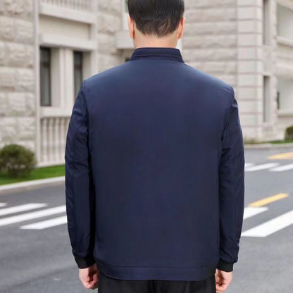 Męska kurtka z zamkiem błyskawicznym w jednolitym kolorze –💪Odporna na zagniecenia, wiatr, deszcz i śnieg!